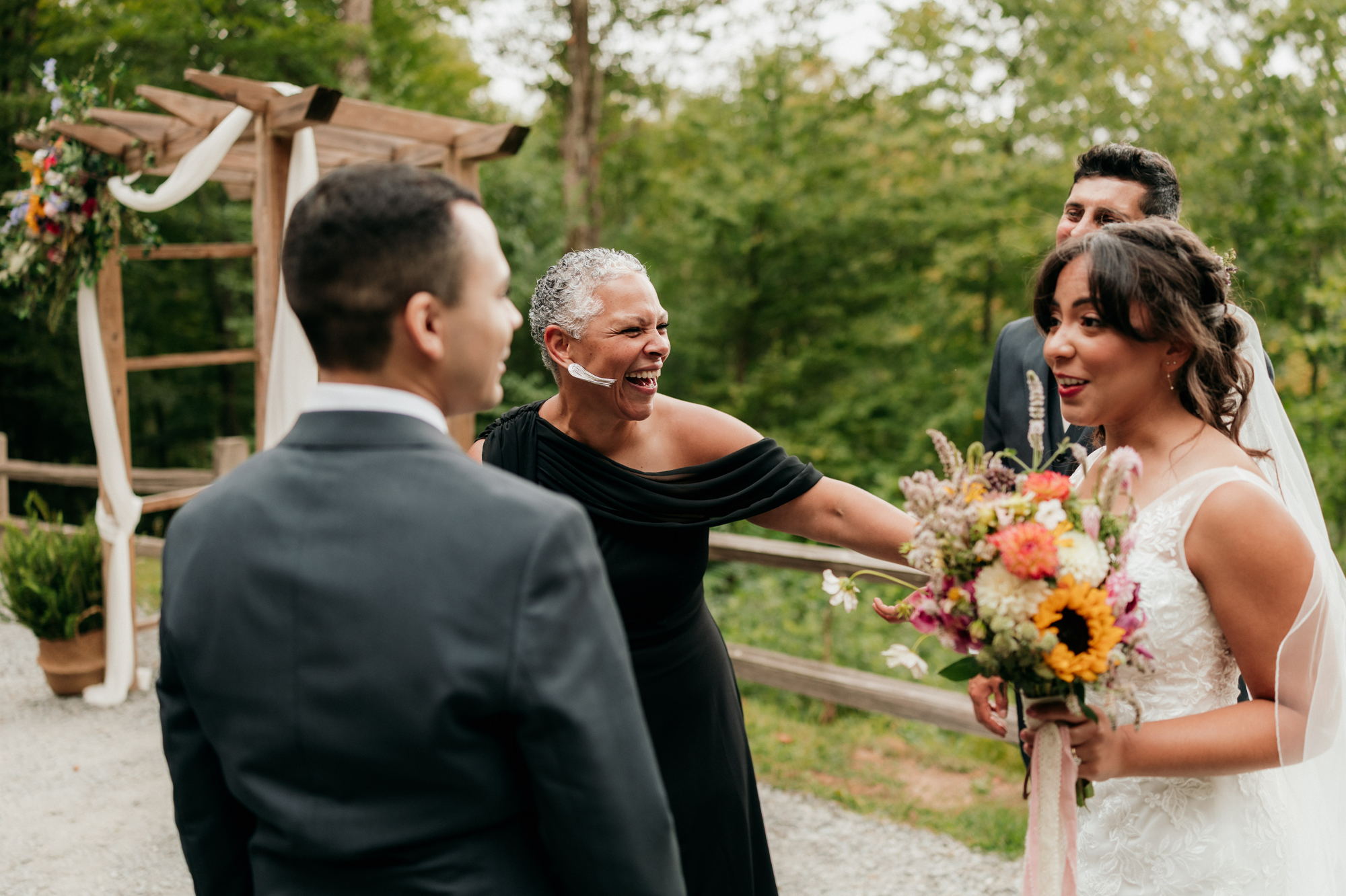 The Officiant with Naomy & Lucas, and Naomy's Brother — Pine Fox Photo